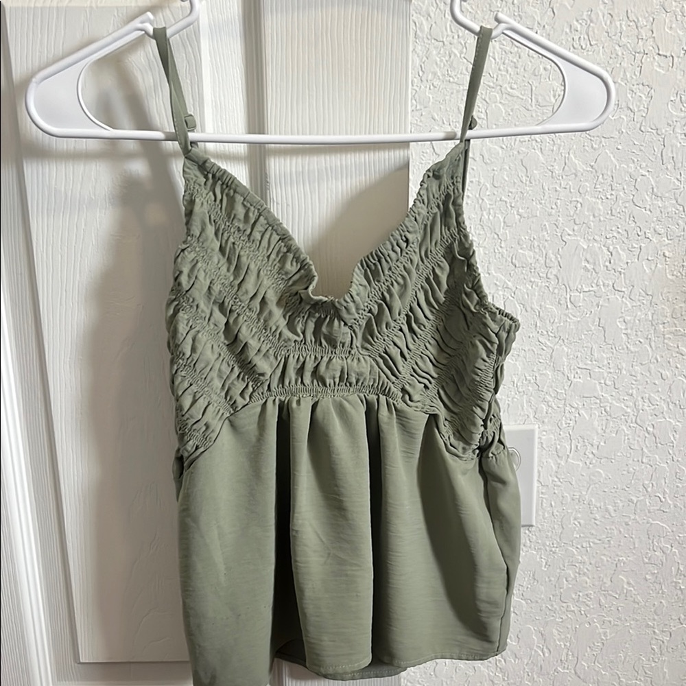 Olive Green Women's Ruched Top